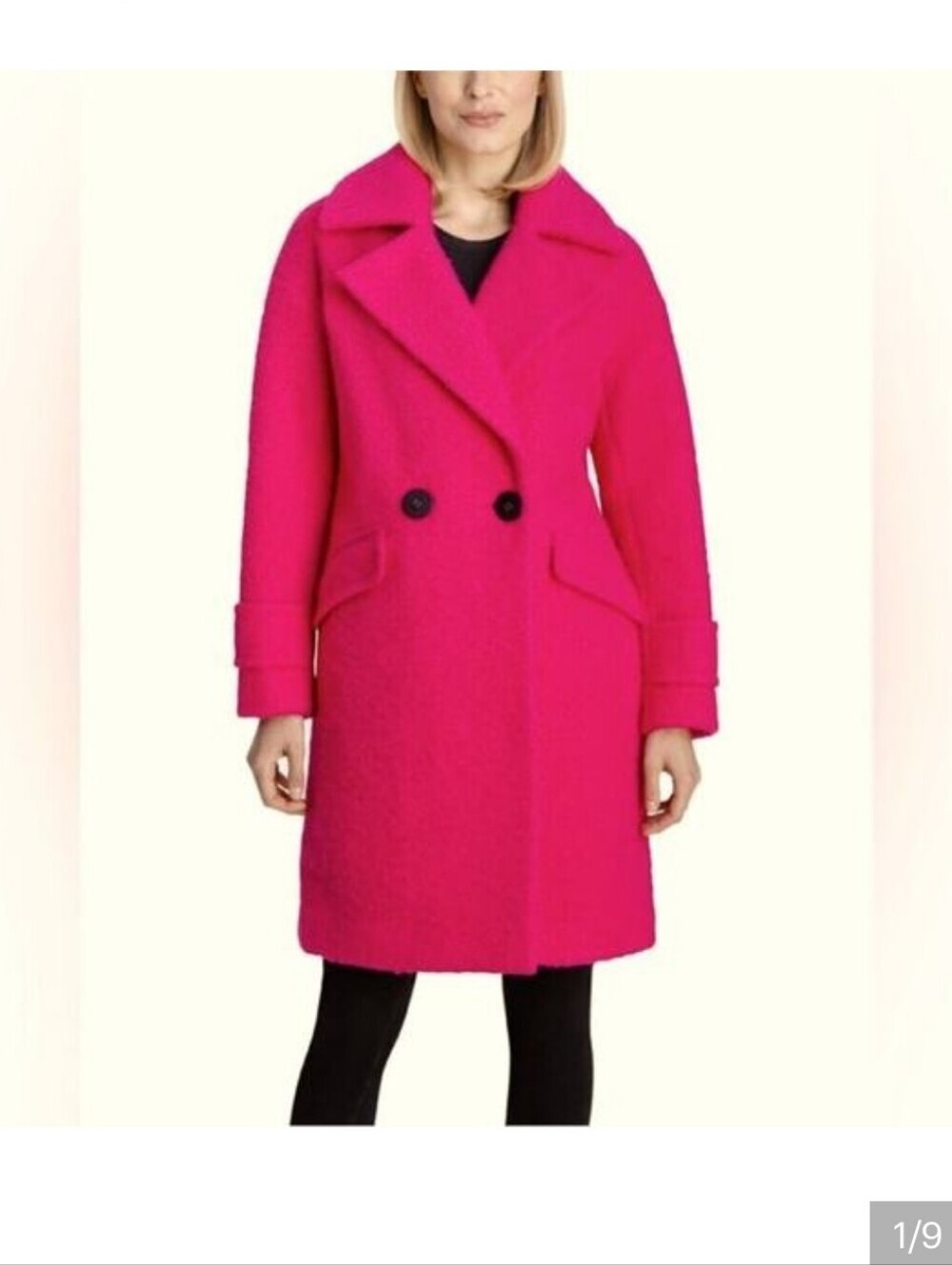 BcbGeneration Hot Pink Boucle Coat Size Large